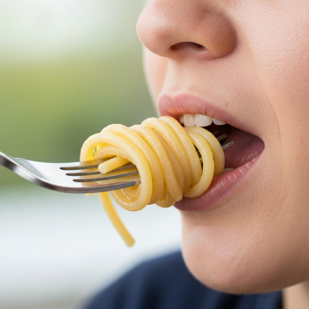 Close-up of deliberate chewing